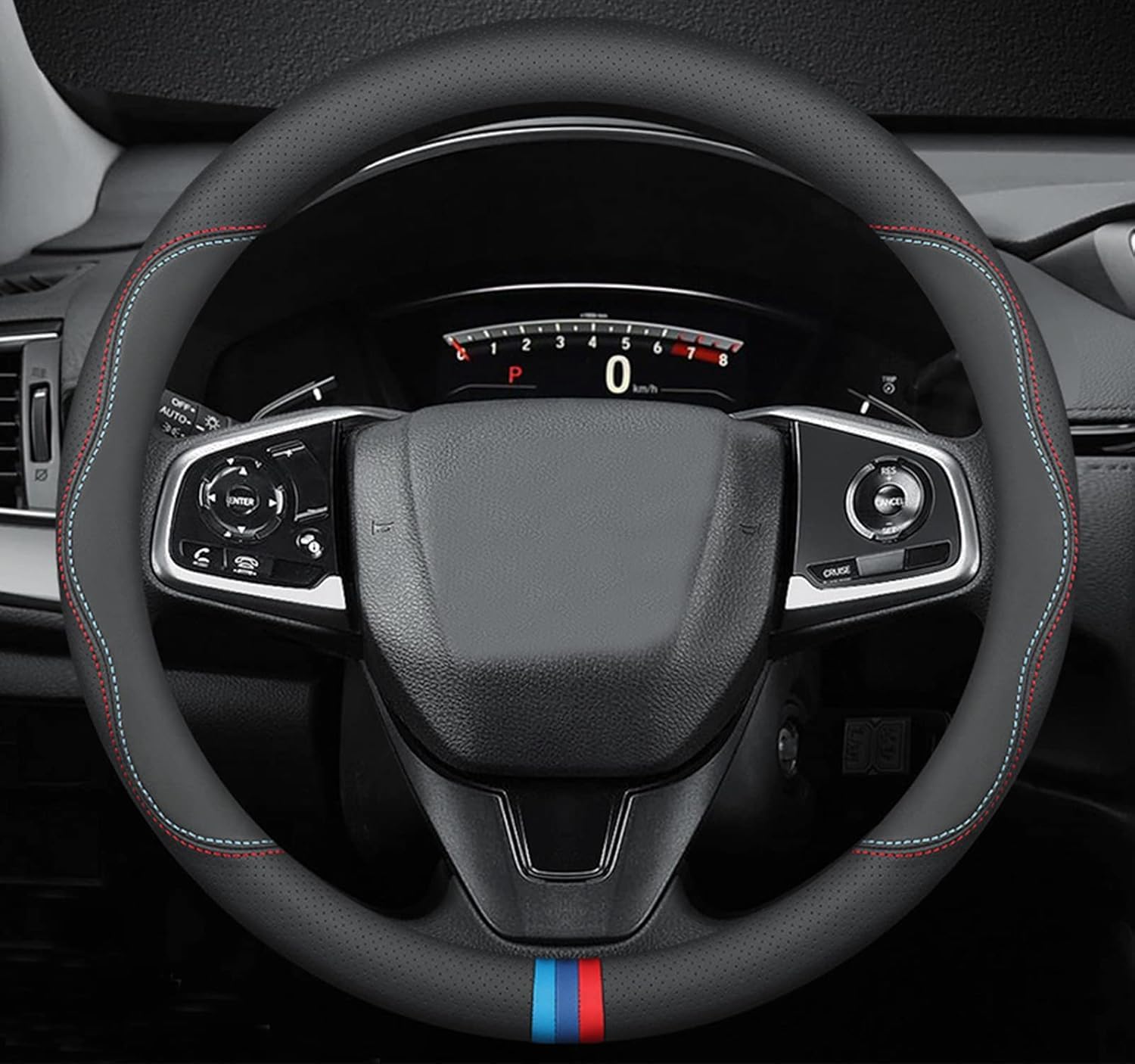 15 Inch Car Leather Steering Wheel Cover, Automotive Accessories Elastic Breathable Anti-Slip Soft Wheel Protector Fits Men and Women, Suitable for SUVs, Trucks, Vehicles and RVs