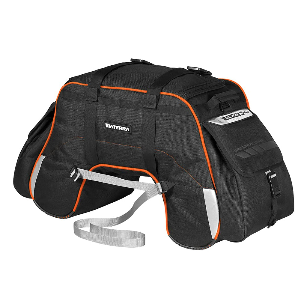 ViaTerra 100% Waterproof Claw Motorcycle Tailbag (72 LTR) (Orange) | Inclusive of Inner Waterproof Liner + Outer rain/dust Cover I Fits Most Bikes