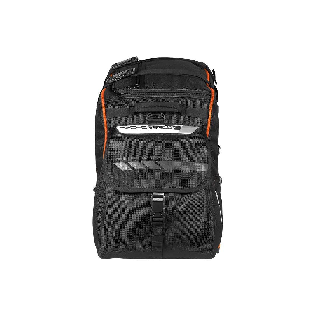 ViaTerra 100% Waterproof Claw Motorcycle Tailbag (72 LTR) (Orange) | Inclusive of Inner Waterproof Liner + Outer rain/dust Cover I Fits Most Bikes