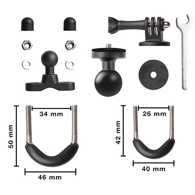 ADOFYS 2022 Version Action Camera Mount (Handlebar only) Aluminium Alloy Universal Mount with Two 360° rotational Angle 1/4 Metal Stand for All Action Cameras