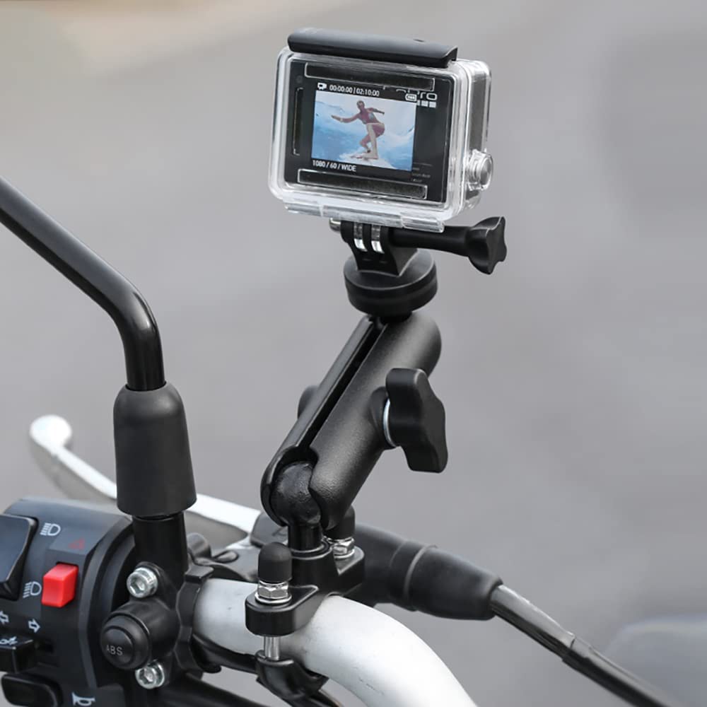 ADOFYS 2022 Version Action Camera Mount (Handlebar only) Aluminium Alloy Universal Mount with Two 360° rotational Angle 1/4 Metal Stand for All Action Cameras