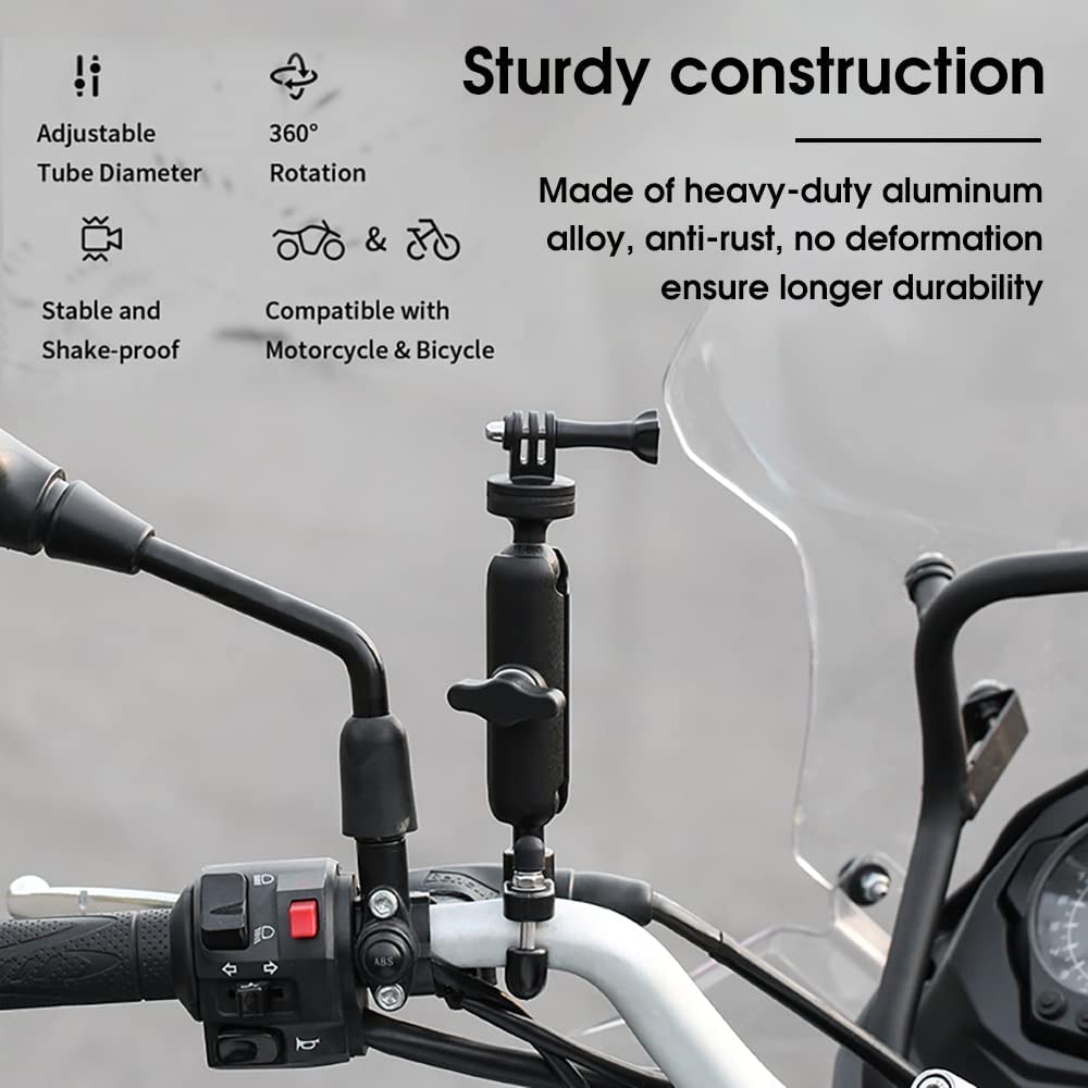 ADOFYS 2022 Version Action Camera Mount (Handlebar only) Aluminium Alloy Universal Mount with Two 360° rotational Angle 1/4 Metal Stand for All Action Cameras