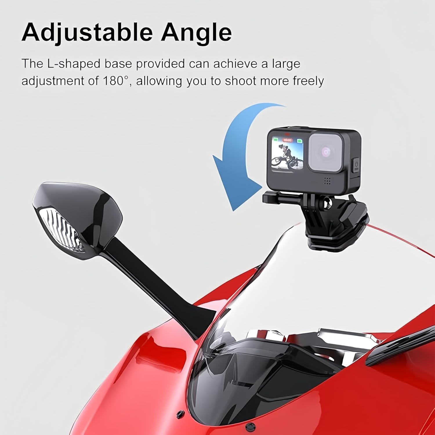 Motorcycle Bicycle Windshield Clip Mount for GoPro Hero13 12 11 10 9 8/ DJI Osmo Action 4 Pocket 3 2 1/ Insta360 X4 X3 ONE X2 Ace Pro and Other Action Cameras Motorcycle Windshield Mounting