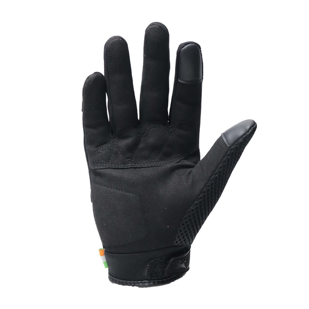 TVS Riding Gloves for Men-Mesh for Ventilation, Bike Riding Gloves With Touch Screen Compatible & Visor Wiper Fingertips, TPR Protection for Knuckles-Premium Bike Gloves for Riding Comfort (Black-M)