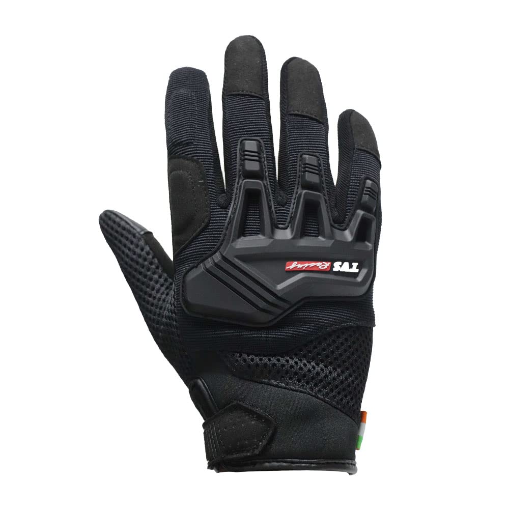 TVS Riding Gloves for Men-Mesh for Ventilation, Bike Riding Gloves With Touch Screen Compatible & Visor Wiper Fingertips, TPR Protection for Knuckles-Premium Bike Gloves for Riding Comfort (Black-M)