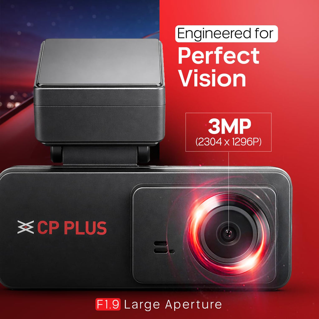 CP PLUS Dash Cam for Car CP-F34 | 3MP Dashcam for Car with GPS | WiFi Dashcam | G-Sensor | 24/7 Parking Monitoring | Car Dashcam Supports 1TB SD Card