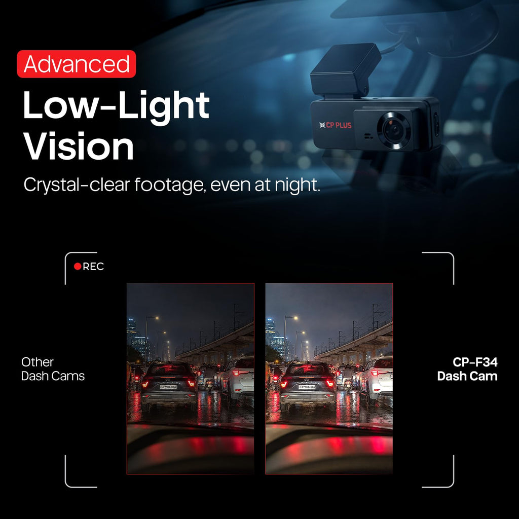 CP PLUS Dash Cam for Car CP-F34 | 3MP Dashcam for Car with GPS | WiFi Dashcam | G-Sensor | 24/7 Parking Monitoring | Car Dashcam Supports 1TB SD Card