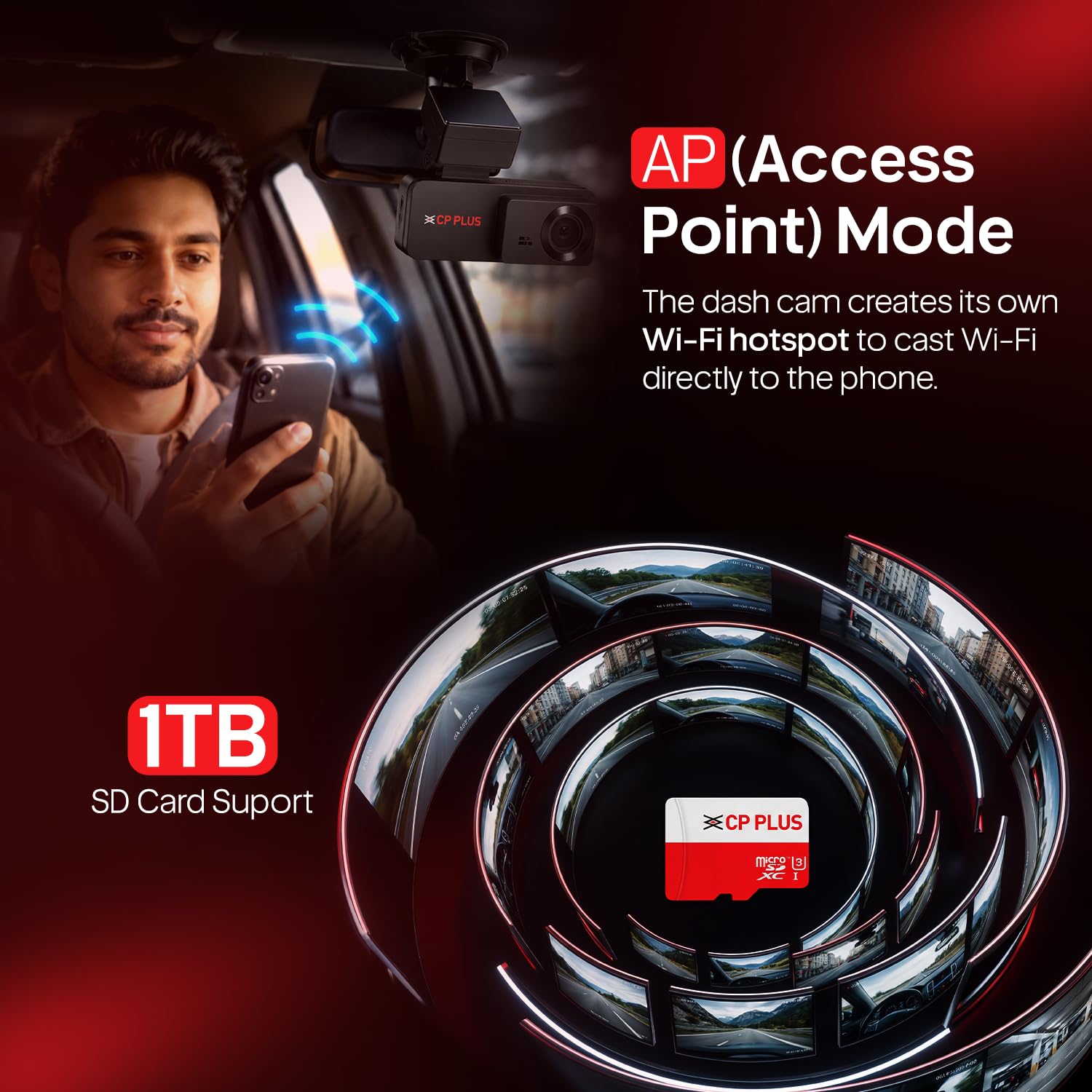 CP PLUS Dash Cam for Car CP-F34 | 3MP Dashcam for Car with GPS | WiFi Dashcam | G-Sensor | 24/7 Parking Monitoring | Car Dashcam Supports 1TB SD Card