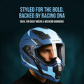 TVS Racing Anti Matter Full Face Helmet for Bike & Motorcycle Riders-DOT & ISI Certified-Lightweight ABS Shell, UV Resistant-Ventilated Comfort Liner, Quick-Release Visor & Chin Strap