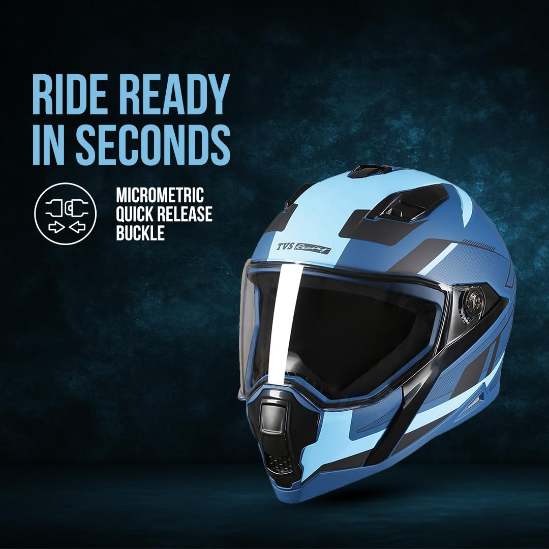 TVS Racing Anti Matter Full Face Helmet for Bike & Motorcycle Riders-DOT & ISI Certified-Lightweight ABS Shell, UV Resistant-Ventilated Comfort Liner, Quick-Release Visor & Chin Strap