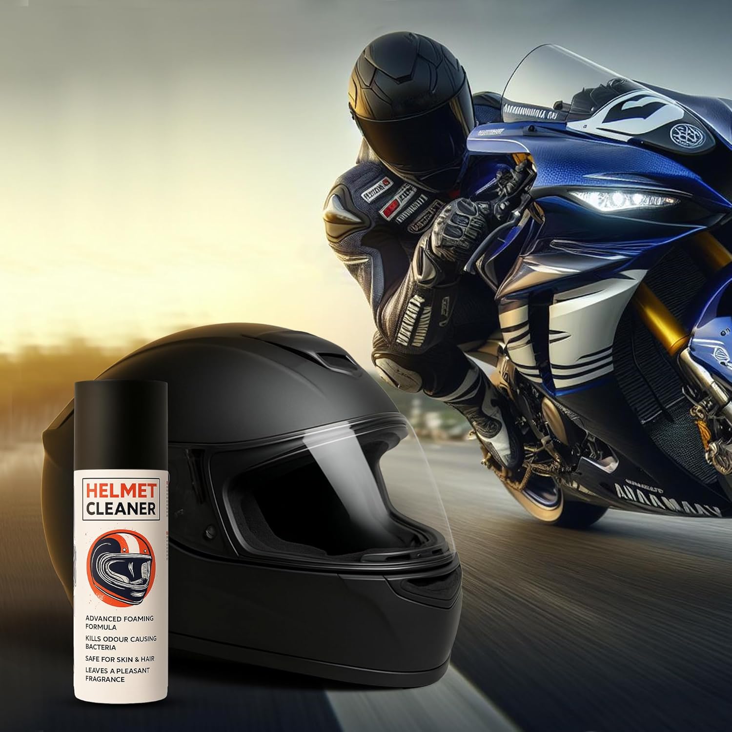 ShineXPro Helmet Cleaner Spray - 125mL - Anti-Bacterial Foaming Helmet Cleaner Spray, Safe For Skin & Hair - Deep Cleans Helmet Interior & Removes Bad Odor