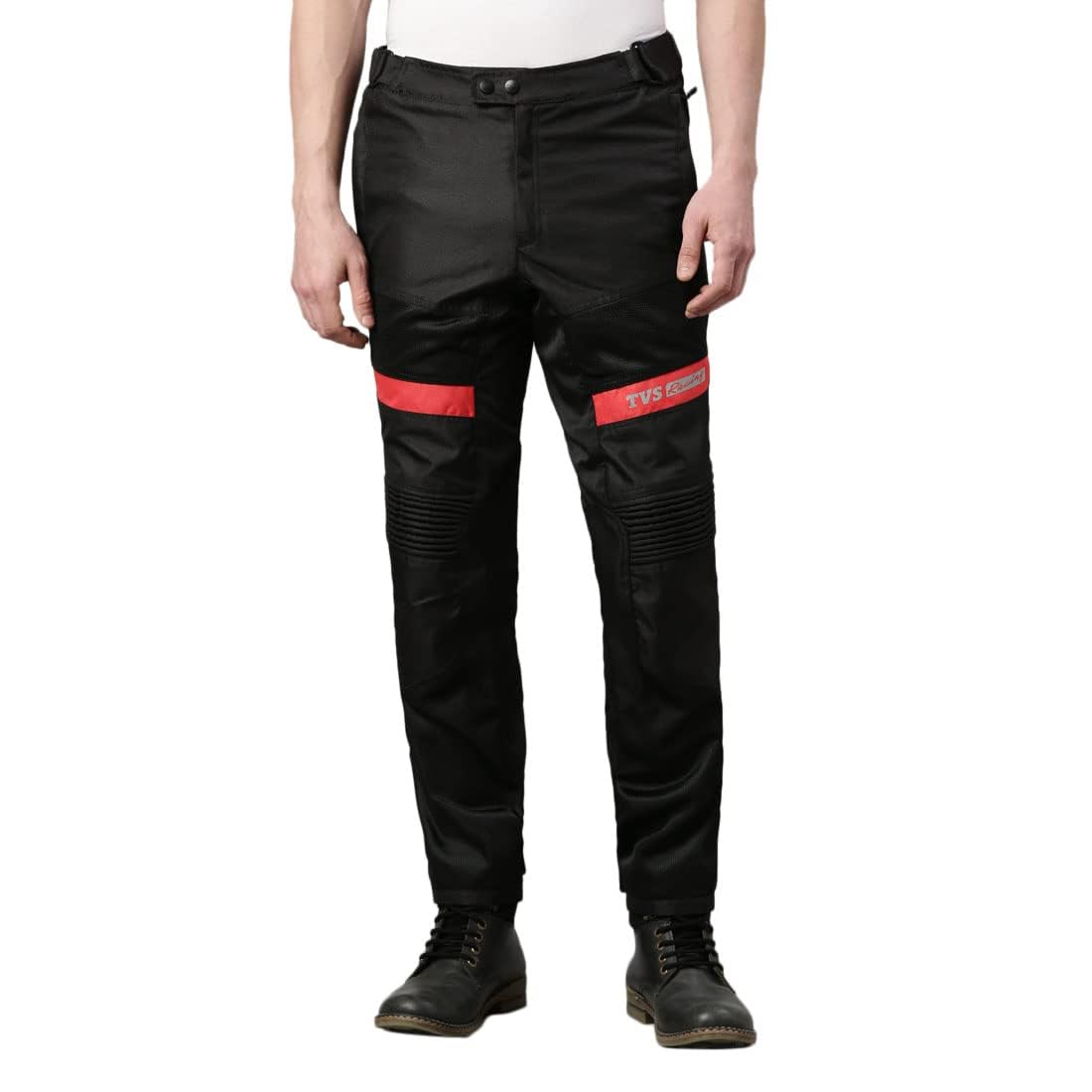 TVS Riding Pants for Men with CE Level-2 Knee Armor, High-Abrasion Resistance |Adjustable Comfort Fit Mesh for Ventilation|Day-Night Reflective Safety|Motorcycle Bike Accessories