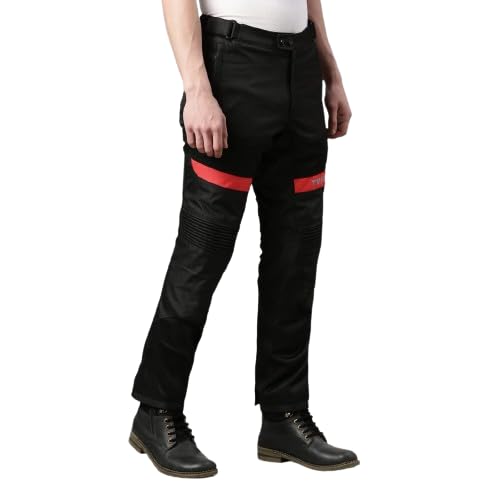 TVS Riding Pants for Men with CE Level-2 Knee Armor, High-Abrasion Resistance |Adjustable Comfort Fit Mesh for Ventilation|Day-Night Reflective Safety|Motorcycle Bike Accessories