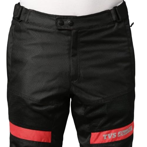TVS Riding Pants for Men with CE Level-2 Knee Armor, High-Abrasion Resistance |Adjustable Comfort Fit Mesh for Ventilation|Day-Night Reflective Safety|Motorcycle Bike Accessories