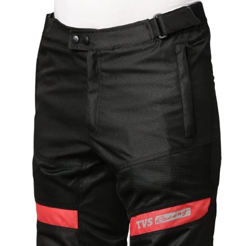 TVS Riding Pants for Men with CE Level-2 Knee Armor, High-Abrasion Resistance |Adjustable Comfort Fit Mesh for Ventilation|Day-Night Reflective Safety|Motorcycle Bike Accessories